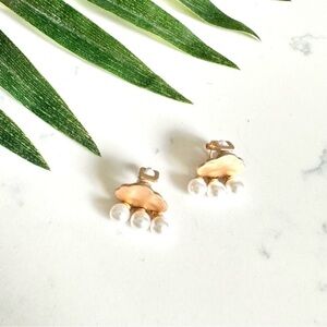 2/$30🌵 Gold Cloud Faux Pearl Raindrops CLIP ON Earrings Cute NEW Unique Jewelry